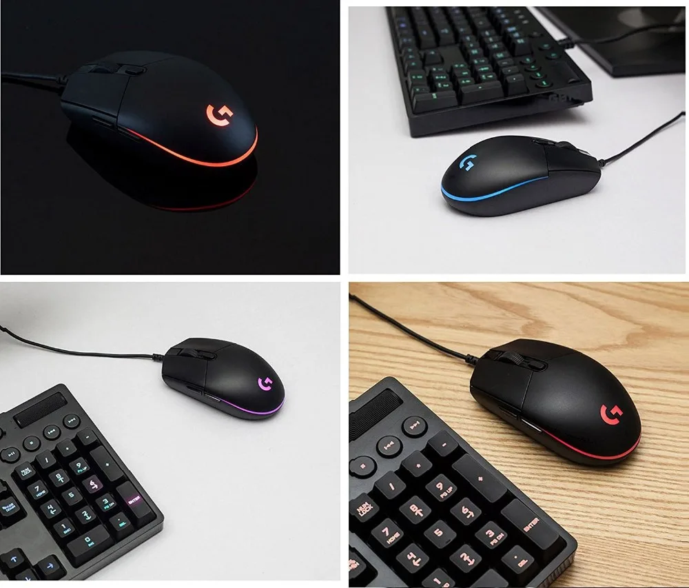 Отремонтированный Производитель: Проводная мышь logitech G102 для геймеров 200-8000 dpi, компьютерная мышь, RGB перезаряжаемая мышь