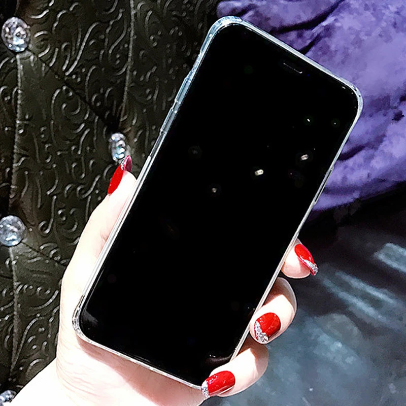 Блестящий Прозрачный чехол для iphone X 8 7 6 6S Plus XR XS MAX тонкий прозрачный алмаз