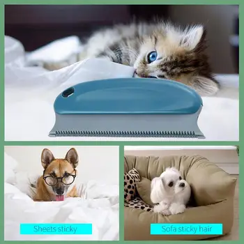 

Blue ABS Dog Hair Remover Carpets Brush Lightweight Soft Reusable Comfortable Handle Portable Elastic Pet Hair Remover Brush