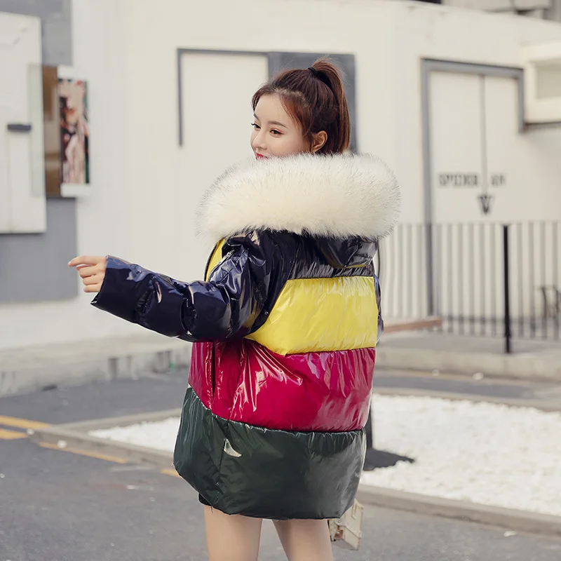 

2019 New Style Winter Korean-style Loose-Fit down Coat Short Large Fur Collar Cotton-padded Clothes Student Cotton Coat Hooded C