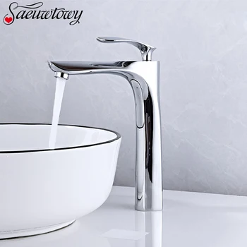 

Deck Installation Chrome High Style Bathroom Basin Faucet Waterfall Crane Hot and Cold Water Mixer Faucet Washbasin Tap Silver