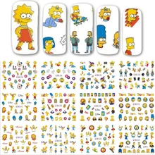 12 видов конструкций/Набор Желтая мультяшная семейная наклейка на ногти водная переводная татуировка для нейл-арта Временная кончик для ногтей наклейки декор SABN445-456