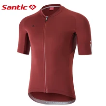 Santic-maillot de ciclismo para hombre, camiseta de manga corta con cremallera completa, ropa de bicicleta de carretera de equipo profesional, talla asiática, Verano