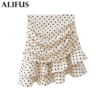 

Fashion Women's Skirt Dot Print 2020 Stylish Summer Ruffles Elastic High Waist Ruffles Skirts Asymmetrical Female Ladies