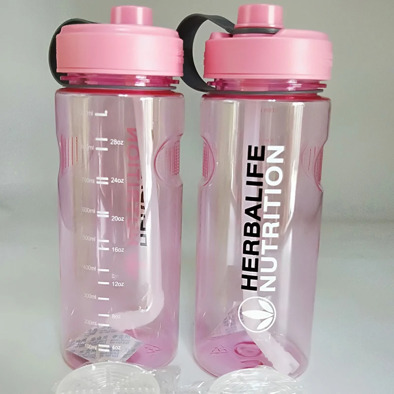 Бутылка для воды herbalife 1000 мл розовая синяя зеленая желтая с соломинкой