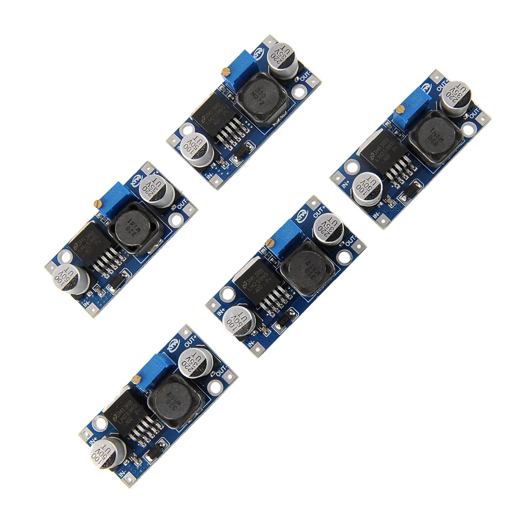 Buck 5pcs Converter LM2596 Boost-Buck DC Buck Adjustable Voltage Power 1.25-35V Gadget 65KHz Supply 3A Step Down Module