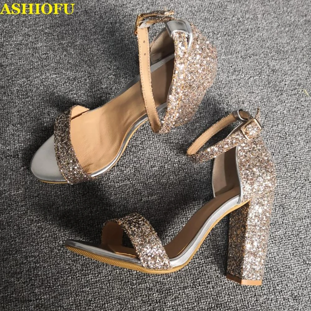 glitter buckle sandals