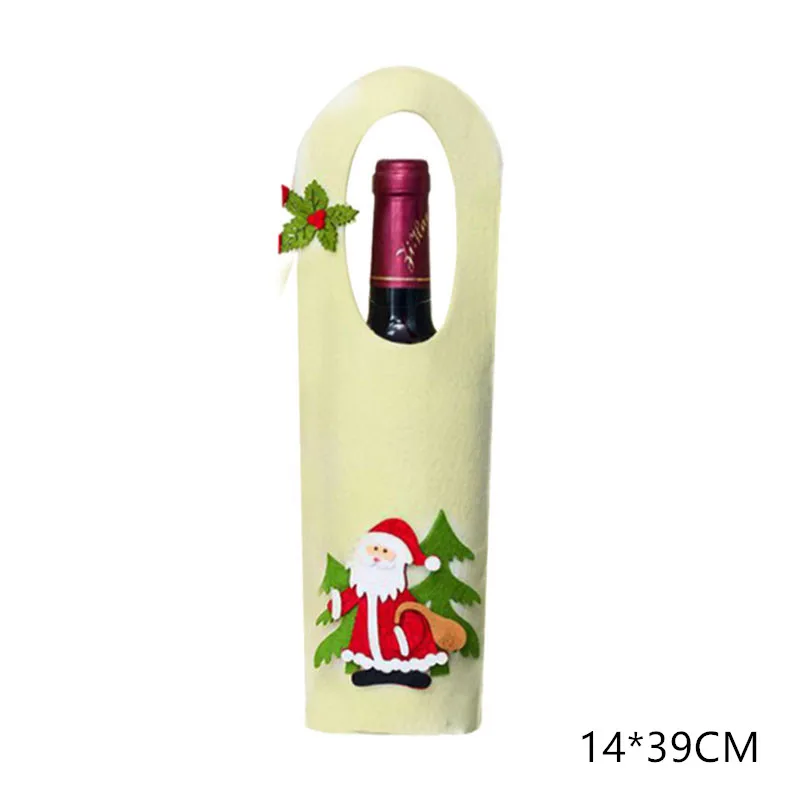 white Christmas Decorations for Home Santa Claus Snowman Wine Bottle Dust Cover New Year Dinner Table Decor Noel Xmas Gift - Цвет: white
