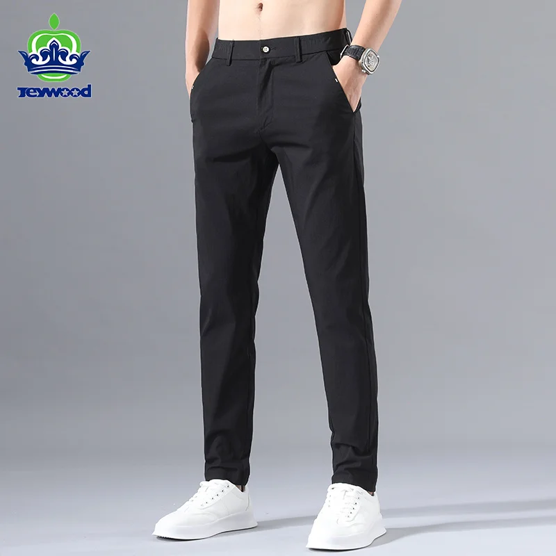 Mens Cotton Chino Pants Slim Fit Casual Stretch Brand Spring Summer