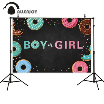 

Allenjoy Background Donuts Boy or Girl gender reveal party Birthday Photocall Backdrop Baby Shower Photo Decoration Banner