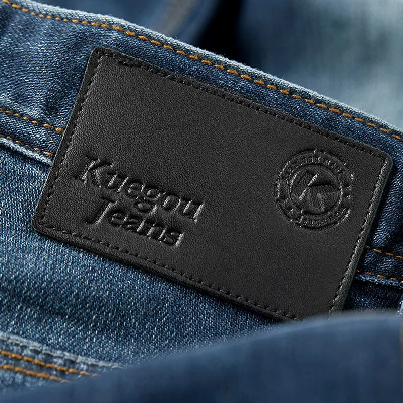 KUEGOU осенние хлопковые синие обтягивающие джинсы для мужчин, уличная одежда, брендовые облегающие джинсовые штаны для мужчин, хип-хоп Стрейчевые новые брюки 2962