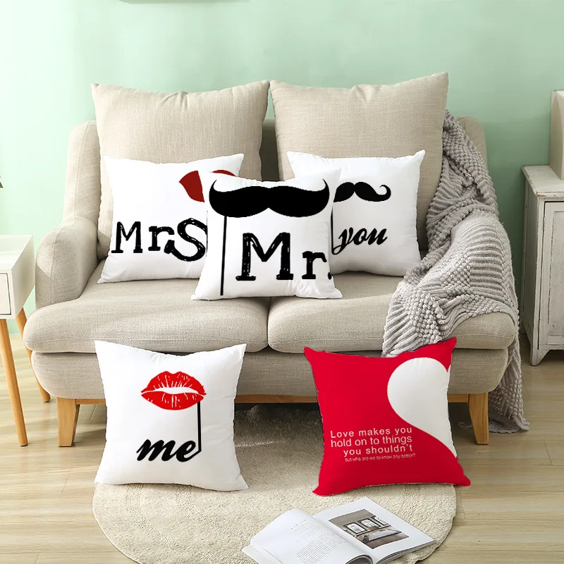 Love Mr Mrs подушка для двоих, наволочки Декор для дома, свадебные украшения, наволочки 45*45 см
