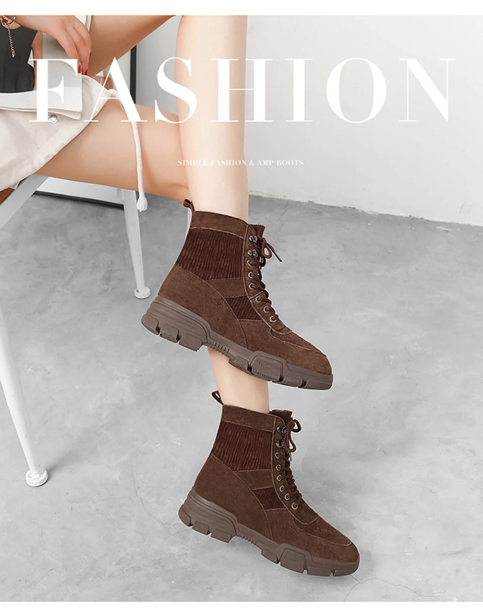 Женские ботинки ботильоны в британском стиле со шнуровкой Дамская обувь с круглым носком зимняя обувь botas De Mujer, вельвет, новинка года