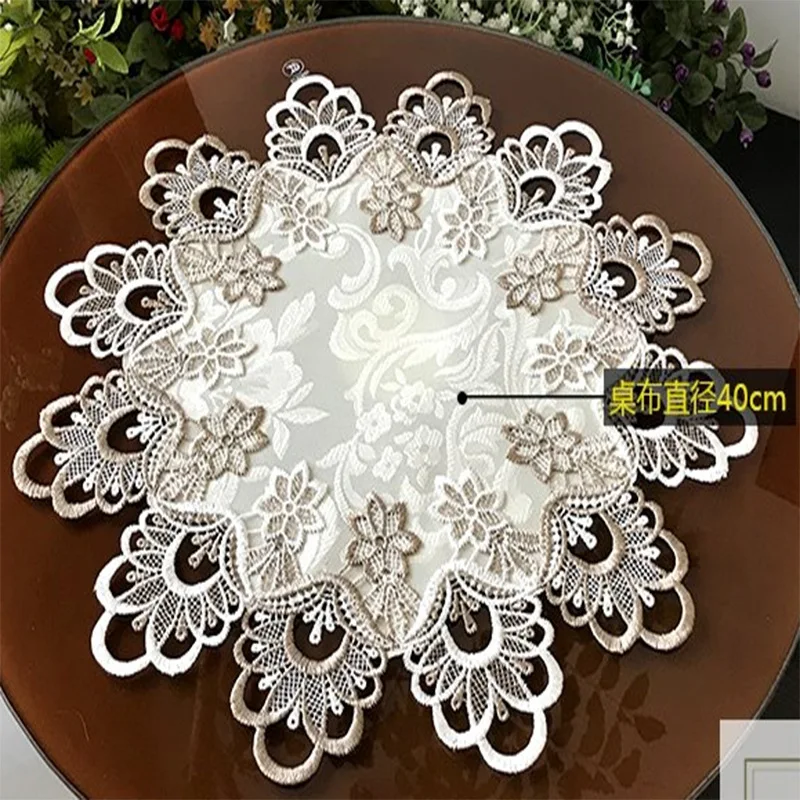 chenxiu brand household textile oval and round size tablecloth table cover made from 100% polyester fabric with embroidery lace ► Photo 2/6