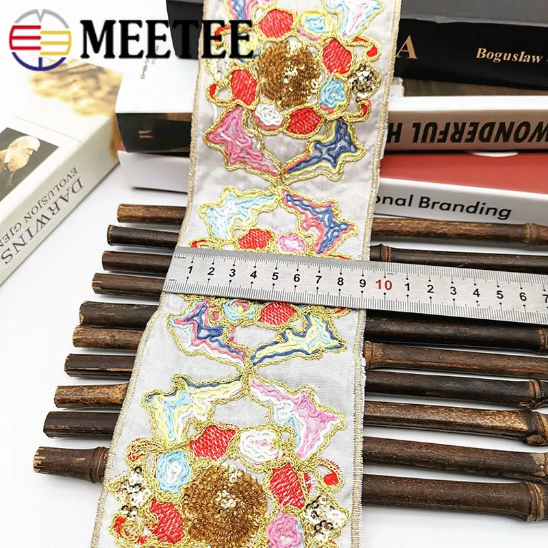 3 м этнические Золотые Нитки блестки кружевная отделка ткань для обуви платья