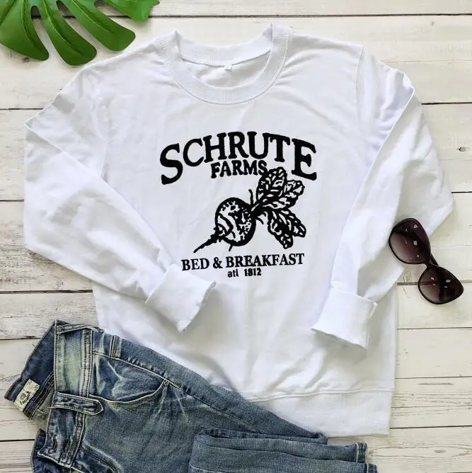 Толстовки Schrute Farms, повседневные пуловеры с принтом, больше размера d, худи готического размера плюс, женская одежда Harajuku, японская