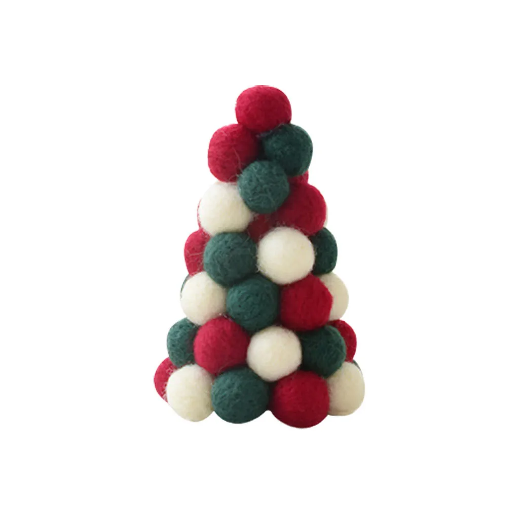 Wool Mini Christmas Tree Decoration for home Desktop Christmas Decoration Tree with balls high quality2019#4