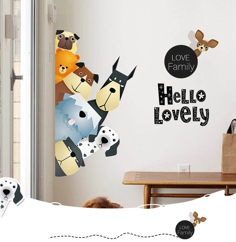 DIY Children Mural Decals Cartoon Animals Wall Stickers for Kids Rooms Baby Bedroom Wardrobe Door Decoration