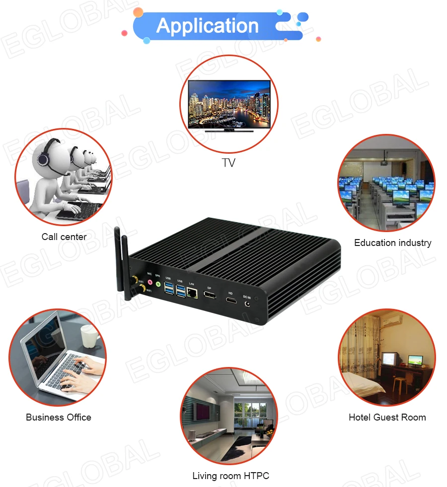 Eglobal Fanless Mini Computer Intel i7-1065G7 10510U i5 8265U 2*DDR4 Msata+M.2 PCIE Gaming PC Windows 10 HTPC Nuc VGA DP HDMI-5