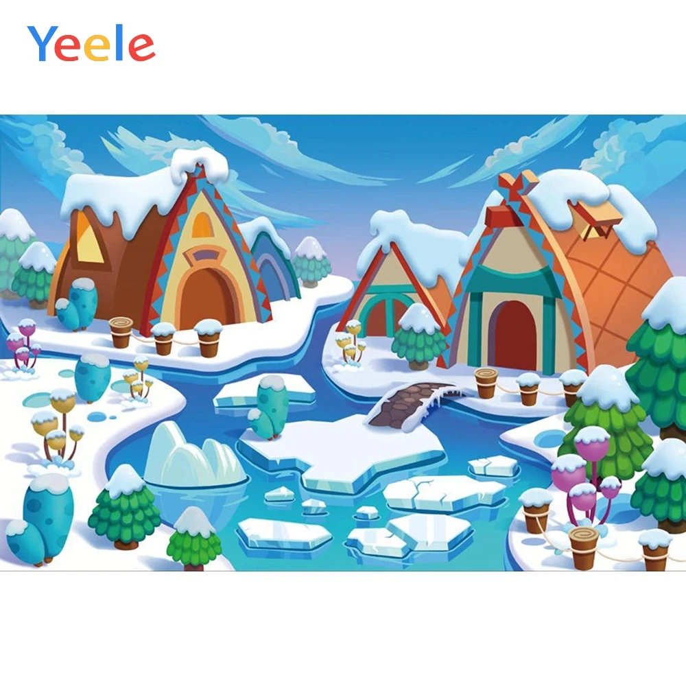 

Yeele Christmas Backdrop Winter Tree Snow Baby Birthday Party Customized Vinyl Cartoon Photography Background For Photo Studio