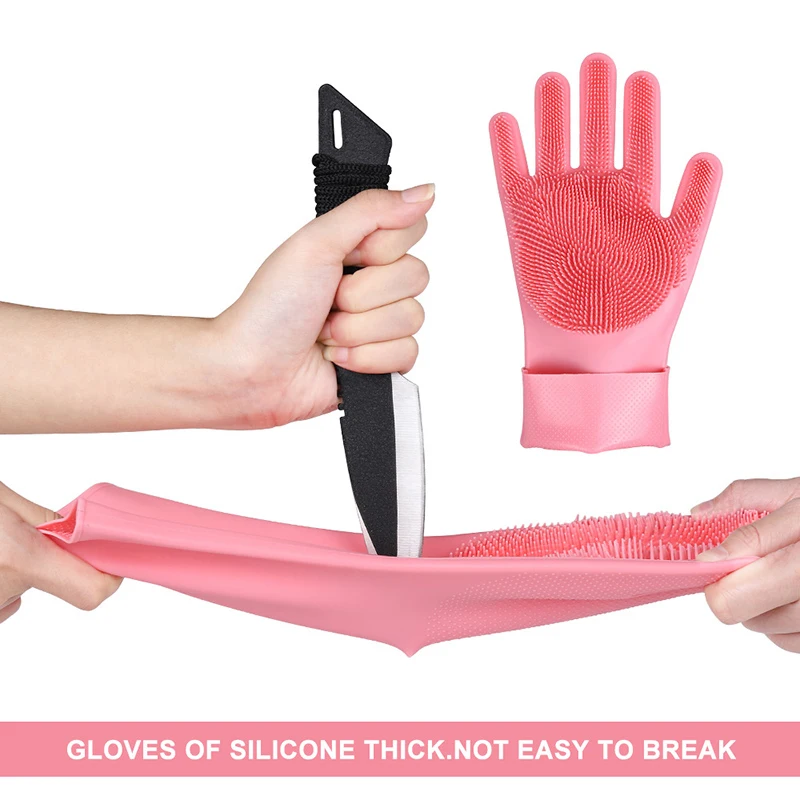 

Kitchen Silicone Dishes Washing Gloves Magic Dish Washing For Household Silicone Scrubber Rubber Dishwashing Gloves
