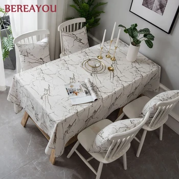 

Nordic Table Cloths Rectangular Cotton and Linen Marble White Tablecloth For Kitchen Dining Table Dust Cover Christmas mantel me