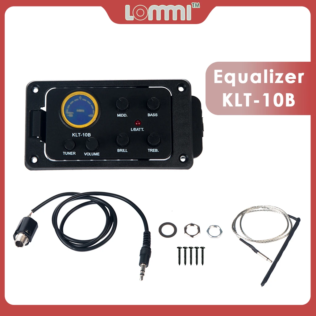 LOMMI KLT-10B 3 Band EQ Pre-Amp Equalizer Pickup Guitar EQ Piezo Pickup System with LCD Screen Display For Acoustic Guitar naomi guitar pickup eq guitar preamp equalizer piezo for acoustic guitar eq 505 guitar parts accessories new