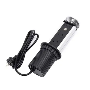 

Hot sale power plug Kitchen Table Electrical Outlet Desktop Power Sockets 3 sockets + 2 USB charge Aluminum Shelf PLD66