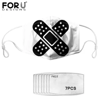 

FORUDESIGNS Corss Band Aid Printting Face Mouth Cover Masks 7pcs Protection PM2.5 Filter Comfortable Reusable Mask For Adult