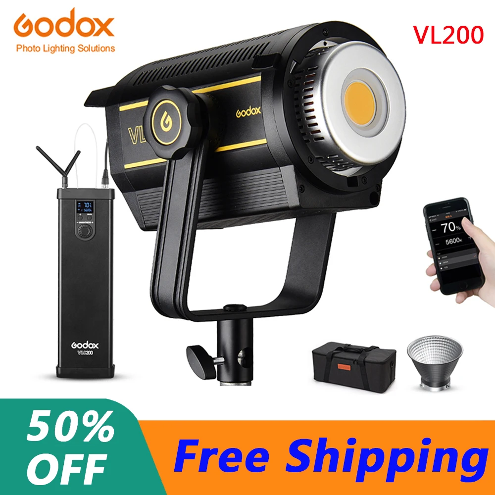 Godox VL200 светодиодный видео светильник 200W 5600 к Bluetooth фотостудия ing с v-образной