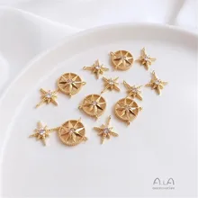 

Jupiter compass mosaic with pendant 14K complete with six star zircon necklace