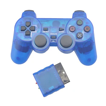Mando inalámbrico de Color transparente para Sony PS2 2,4G, mando con vibración y Bluetooth para Playstation 2