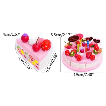 

Kids Pretend Play Food, Wooden Cutting Birthday Party Cake Toys Set K1KC