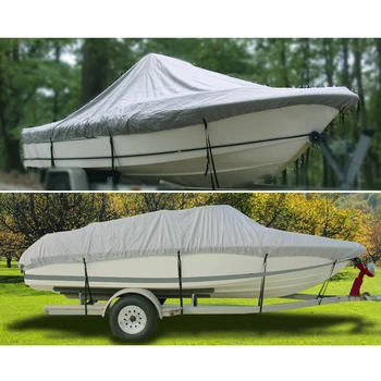 

US Warehouse Boat Cover Yacht Outdoor Protection Waterproof Boat Cover Oxford Fabric Anti-smashing Tear Proof Silver Reflective