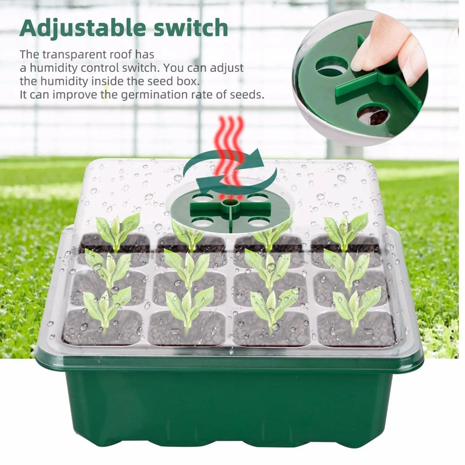 10-pack Seed Starter Trays Nursery Pots Seedling Tray Humidity Adjustable