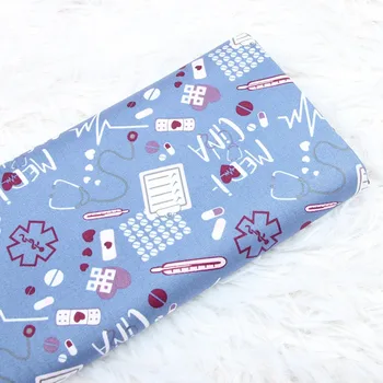 Thin Twill Pure Cotton Fabric, Doctor and Nurse Print, Handmade DIY Garment, Dress Tissue, CR-1055 1