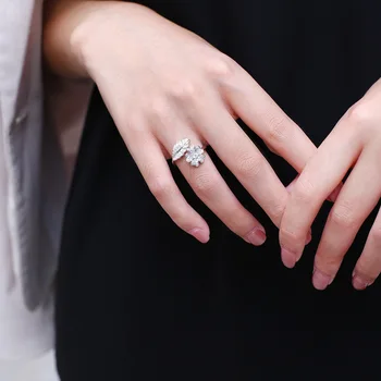 

S925 Sterling Silver Ring for Women Zircon Wedding Rings for Couples Christmas Resizable 925 Silver Fine Jewelry for Luxury Ring