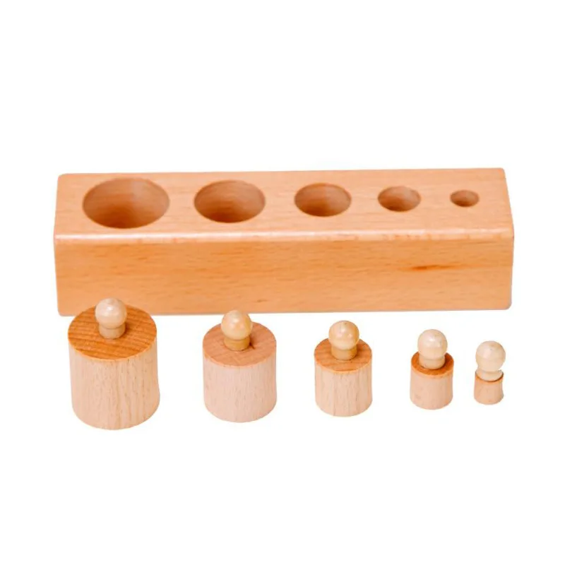 Montessori madeira cilindro soquete conjunto para crianças, bebê prática sentidos brinquedos, pré-escolar brinquedos educativos para crianças