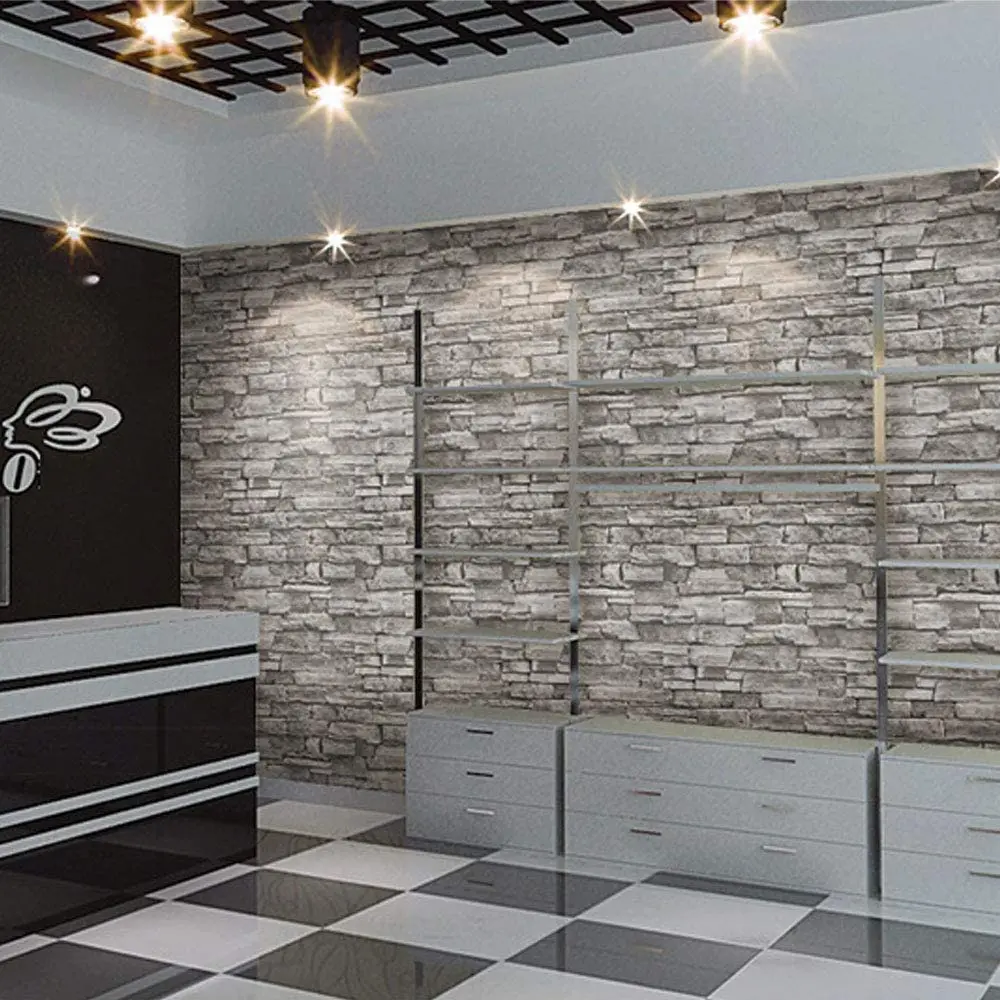 Haohome 3d papel de parede de pedra papel de vinil papel de parede auto-adesivo papel de parede empilhado casca de pedra e vara papel de parede de