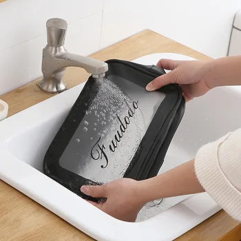 

Perspective PVC Makeup Bag Portable Business Travel Storage Wash Bag Can Hang Bathroom Storage Bag