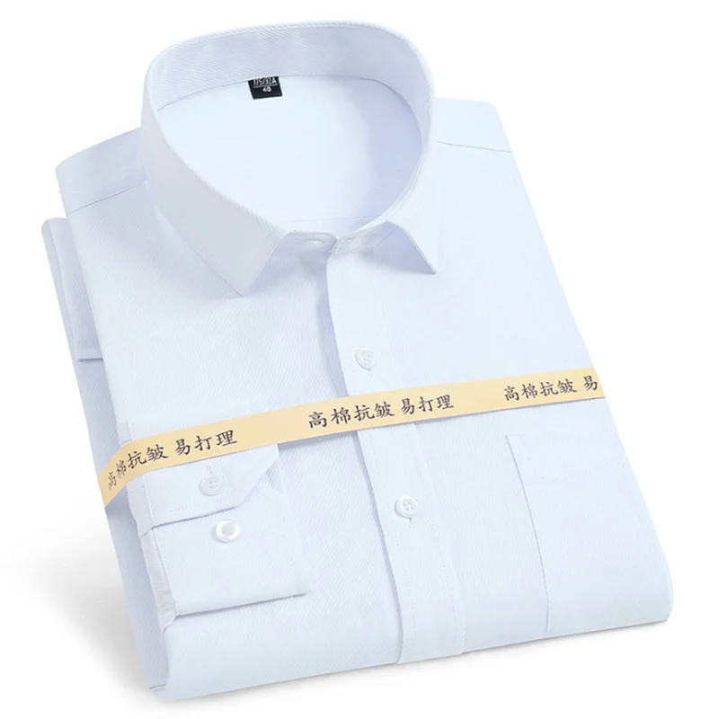 Formal Business Men Long Sleeve Single Breasted Shirts Cloth Turn-down Collar Single Breasted Solid Candy Color Wash and Wear
