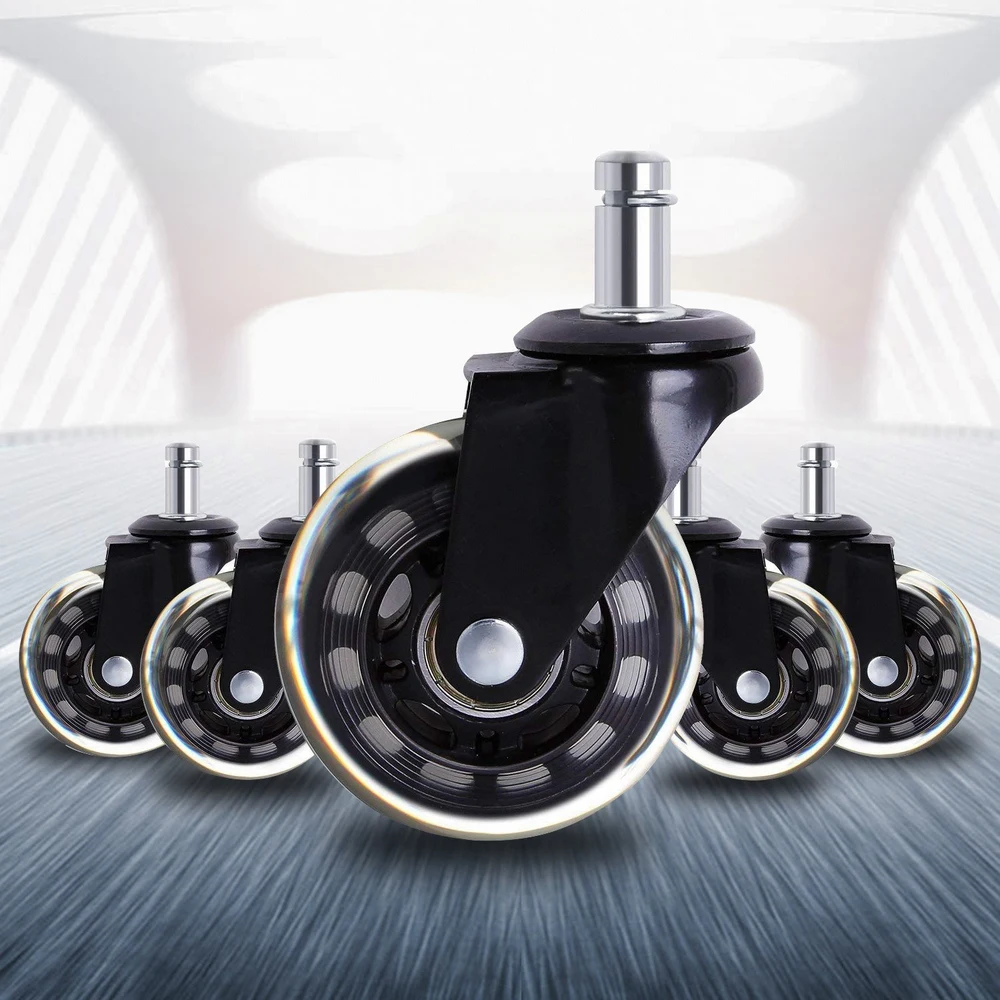

5PCS Office Chair Caster Wheels Roller Rollerblade Style Castor Wheel Replacement Soft Safe Furniture Hardware 2.5/3 Inch