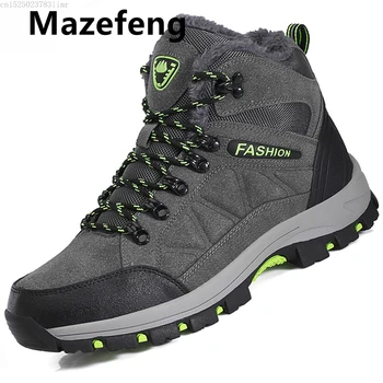 

Classic Men Winter Boots Plush Warm men Snow Boots Waterproof Non-slip Men Ankle Boots Lace-Up Outdoor male hiking shoes 39-45