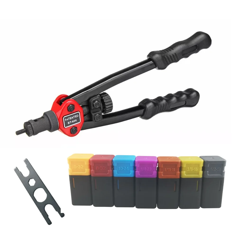 ALLSOME Rivet Nut Guns Auto Riveter Tool BT-606 Riveter Nut tool Hand Insert Rivet Tool Manual Mandrels 6-32 8-32 BT-605