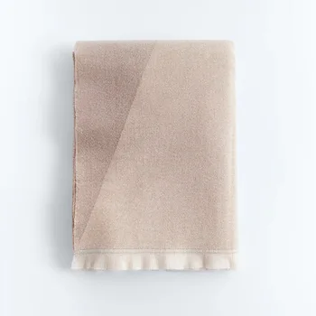 

Za's new wool blended cashmere like scarf for women in autumn and winter 2020Geometric double sided diagonal raw edge warm shawl