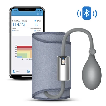 

Ultra Portable Wireless Bluetooth Upper Arm Blood Pressure Monitor Large Cuff Multi Users with APP CE Approved AirBP STD