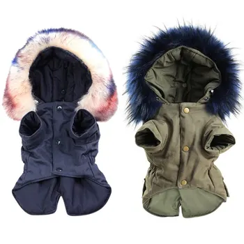 

S-2XL Winter Warm Cotton Windproof Dog Coat Jacket Fur Hoodie Puppy Outfits Dog Winter Clothes Pets Clothing 2020