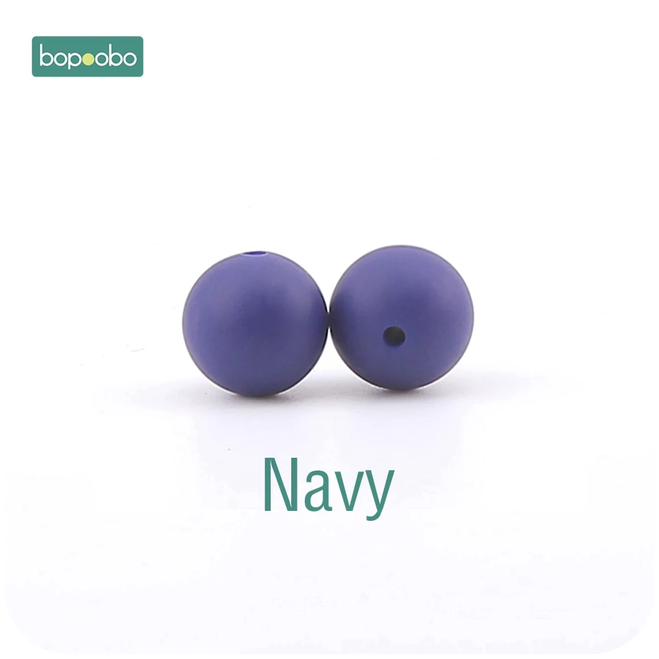 Navy Bopoobo 100 шт Детские принадлежности для кормления Силиконовые Бусины Пищевой Прорезыватель DIY Ювелирный Браслет Детская Игрушка прорезыватель 12 мм - Цвет: Navy