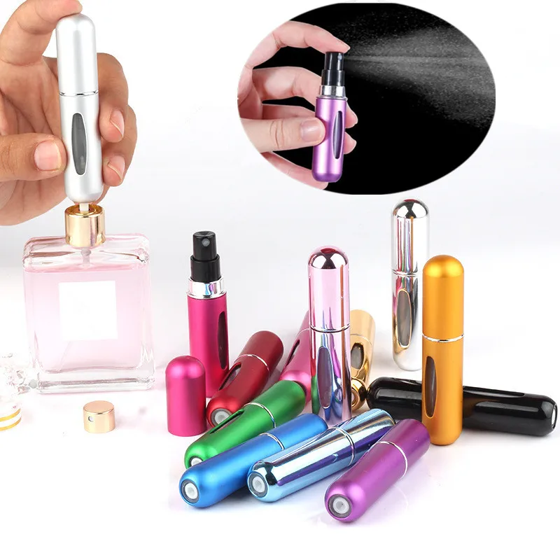 

5ML Refillable Perfume Atomizer Travel Portable Makeup Jars Scent Pump Spray Cosmetic Containers For Outdoor Hiking Camping