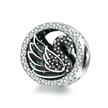 

Black Swan Round Beads for Women Jewelry Making Silver 925 Original Charm fit Bracelet & Bangle Design Jewelry SCC1342